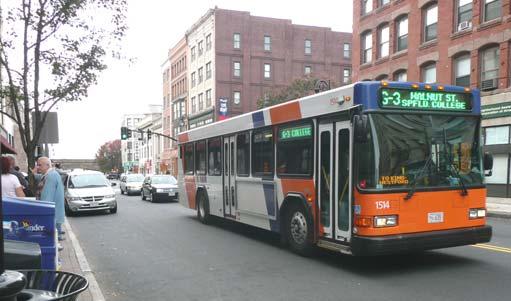 PVTA service on Main Street in downtown Springfield, Massachusetts Main Street Bus Stops and Parking Study Downtown