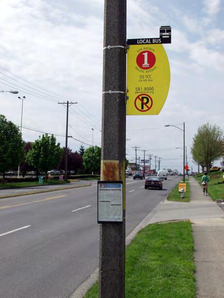 IN-GROUND In areas without sidewalks, or where sidewalks are less than 5 wide, the pole should be installed no closer than 10 (preferably 12 ) from the edge of the road, with the sign