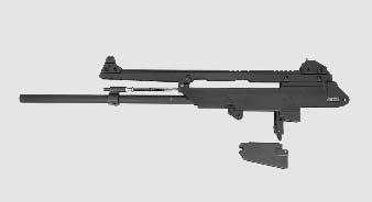 Receiver with barrel, gas drive unit, sight rail with sighting attachment The receiver consists of fiber-reinforced plastics and houses the other subassemblies.
