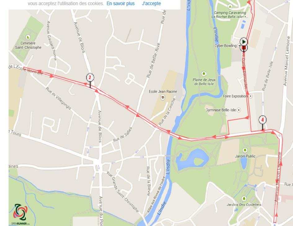 T.Z 2 Maps Bike Course map: 4 laps = 20 km