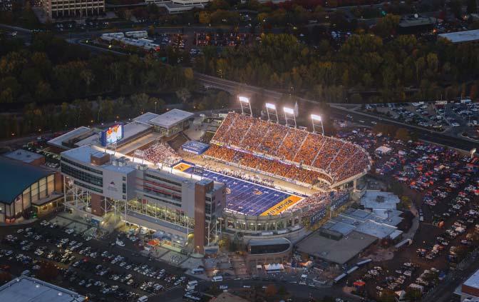ALBERTSONS STADIUM / THE BLUE Albertsons Stadium - and Lyle Smith Field - is the home of Boise State football and the annual Famous Idaho Potato Bowl.