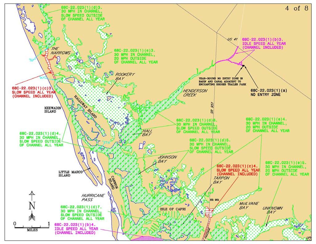Figure 36. Designated manatee protection zones in Collier County (68C-22.023 FAC). Doctors Pass to Gordon Pass.