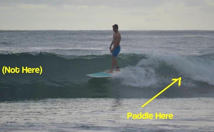 Rule #2 Paddle out of the way (Avoid other surfers when paddling out) When paddling out (swimming on your board out past the breaking waves),
