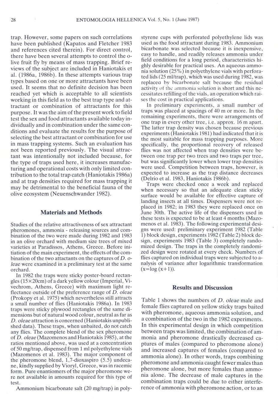 8 ENTOMOLOGI HELLENIC Vol. 5. No. (June 987) trp. However, some ppers on such correltions hve been published (Kptos nd Fletcher 983 nd references cited therein).