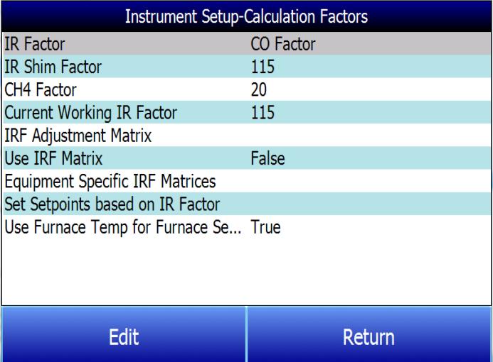 Calculation Factors In this menu, there are two factors that will influence the calculation of carbon: IR Shim