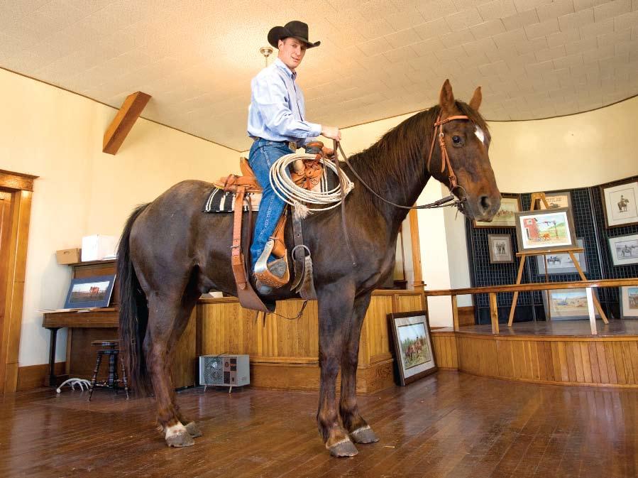 As is the case with most clowns, Ash is always willing to go the extra mile for a laugh. In this case, that involved leading his ranch horse into the old church that now serves as his art studio.