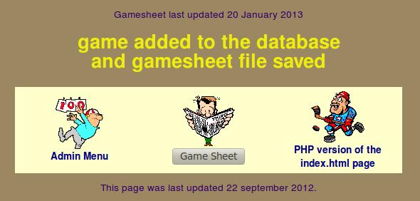 When pressed, a message will appear advising that the game sheet has been added to league records.