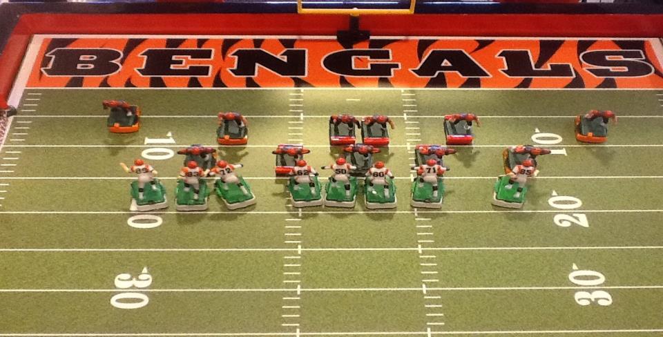 front-side of the base) and can be line up behind another eligible receiver only for