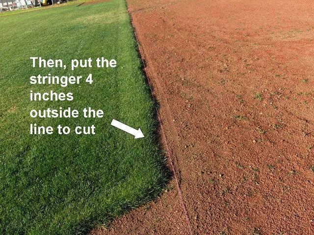 Moving the string out 4 inches allows for using part of the edger