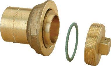 Cap 3 pieces flat seal To braze on copper Meter nut Squared Copper pipe
