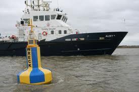 Emergency Wreck Buoy Colour: Yellow and blue stripes (minimum 4, maximum 8) Shape: Pillar or