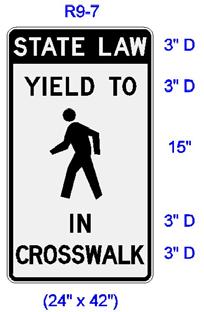 Yield to Pedestrians Signs One of the most innovative features found in the New York State MUTCD is the Yield to Pedestrians signs and devices.