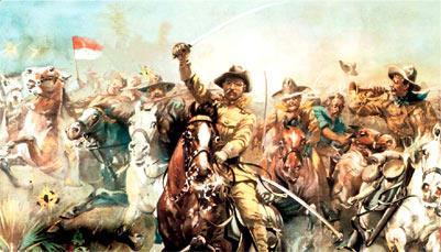 when his Volunteer cavalry brigade (Rough Riders) won acclaim in the battle at San Juan