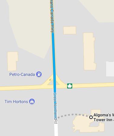 The theme that you will start to see Tim Hortons and the Trans Canada highway. The easy start to the day is a right turn from hotel parking lot then go straight.