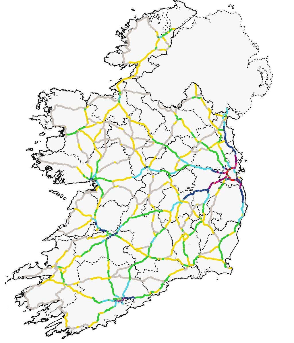 ONE ROAD NETWORK B1: LEVEL OF USAGE OF THE ROAD NETWORK Level of usage of the National Road network as measured by Annual Average Daily Traffic (AADT) 8 The continued growth in the Irish economy is
