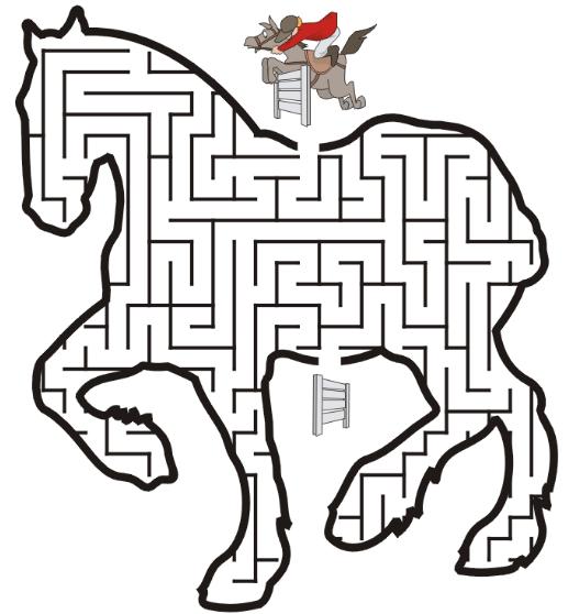 Help the jockey and horse find their way through the horse shaped maze to find