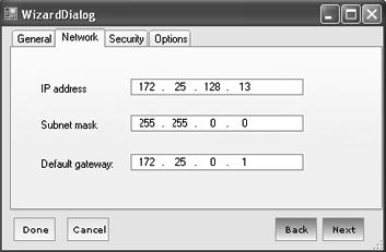 2 23 Guide to Operation Click the Network tab to type in IP address, Subnet mask, and Gateway. Fig. 2-5.