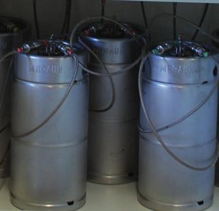 (Optional size solvent storage vessels are available) Each storage vessel allows for the easy transfer of solvents with connections for bubble degassing procedure.