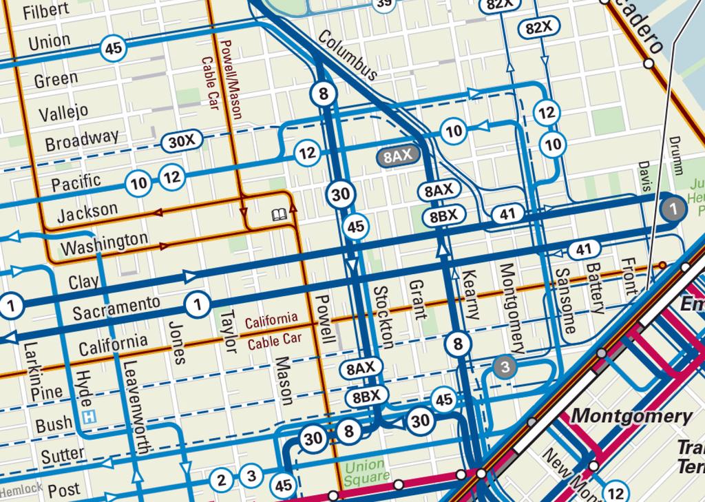 FIGURE 19. TRANSIT ROUTES ON KEARNY AND SURROUNDING STREETS FIGURE 20.