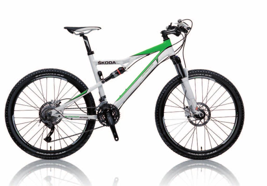 ŠKODA MTB Full ŠKODA MTB Full fully sprung bicycle catches your attention by its design alluding to ŠKODA Motorsport and its handling in difficult terrain.