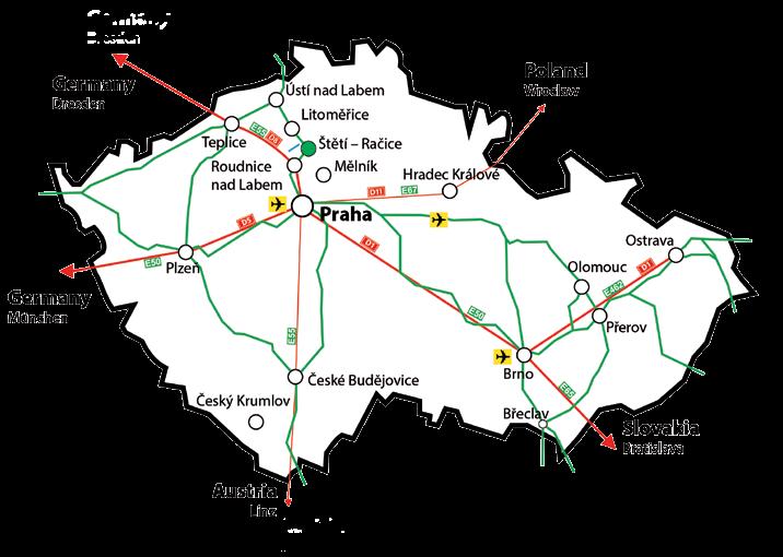 how to get to RaČice By Road: Račice is situated 12 km from junction 29 Roudnice n./l.