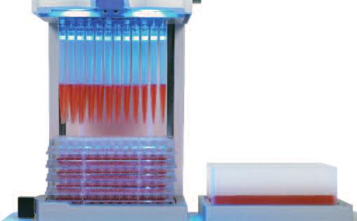 Multiple dispensing of aliquots of the same volume without refilling the tips after each dispense for fast microplate filling and processing.