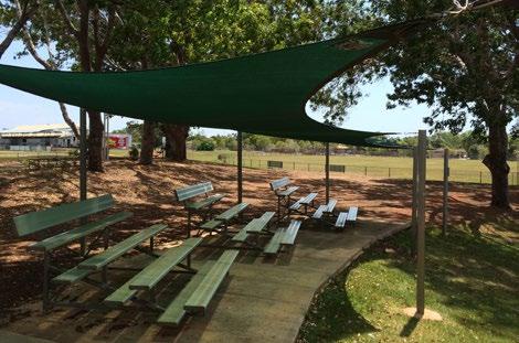 Whether it be permanent shelters with seating, extending a pavilion roofline, shade sails, tree plantings (natural shade is preferred) or a designated area for the erection of a temporary shade