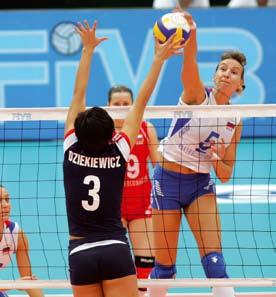 Brazil s Caroline puts pressure on Netherlands Russia s Sokolova spikes on Poland s Dziekiewicz Netherlands players scramble in match against Brazil Results - Day 3 Date Teams Sets / Points by set