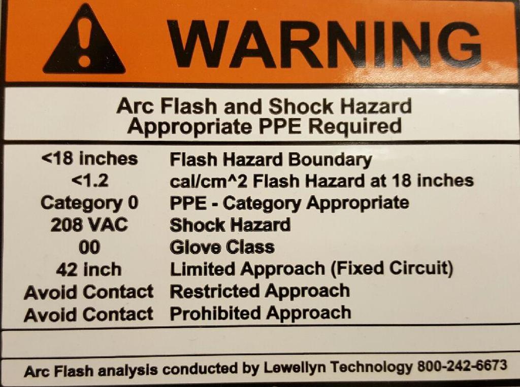 Permanent Arc Flash and Shock Hazard Label (2009