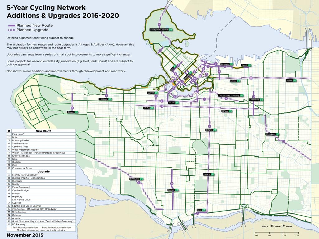 Figure 2 - Five-Year Cycling Implementation Map (November 2015) Active
