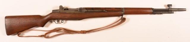 CR - Springfield Armory U.S. M-1 Garand.30-06 Cal. Semi Auto Rifle. 26-1/2"" barrel including flash suppresser, medium brown walnut stock, leather shoulder strap. SN-167314.