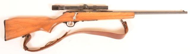 barrel, walnut half stock with brass patch box and furniture. SN-25406. Condition: Good. 231 R - Glenfield Model 25.