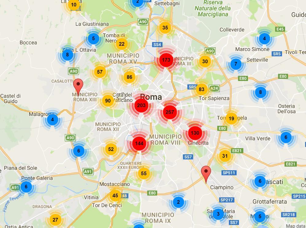 Rome case study city Home location distribution The