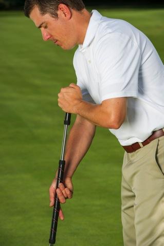 player who chooses to hold the club with his hands separated should avoid holding a forearm against his body and stabilizing the top gripping hand.