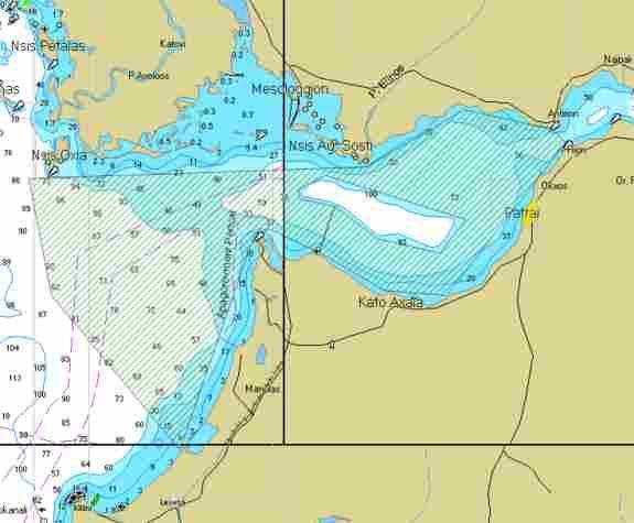 2. Patraikos Gulf According to bathymetry, only a