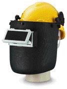 Fits to various types of safety helmet or hardhats with lift-up function.