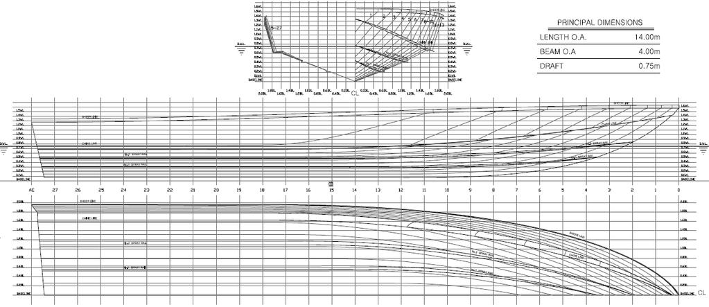 Int. J. Nav. Archt. Ocean Eng. (2014) 6:867~875 871 Fg. 5 Lnes of valdaton hull. Table 3 Prncpal partcular of valdaton hull. LOA (m) Lpp (m) Bwl (m) Depth (m) Scale 14.00 12.75 4.0 0.75 1:10 Fg.