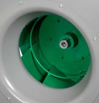 Design description Fan Impeller The impeller is made of sheet steel, welded and it comes with a reinforcement ring. The impeller painted with 6 μm thick epoxy powder paint, (colour: RAL 629, green).