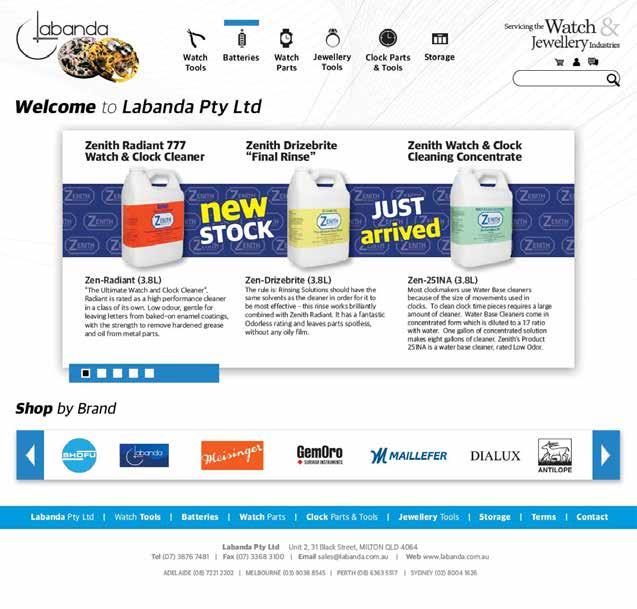 Visit www.labanda.com.au NEW WEBSITE COMING SOON Discover the convenience of online ordering by visiting Labanda online. www.labanda.com.au is your one stop resource for the watch and jewellery industry online.
