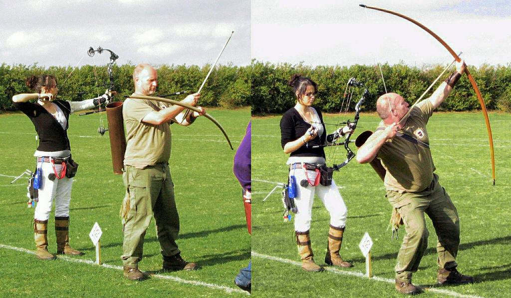 Compound Archers only need to make quite small adjustments, while Longbow Archers need to be very supple if they're to keep their upper body under control.
