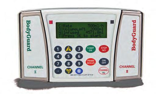 BodyGuard 121 Twins Flexible 2 Channels Infusion Manage two regimens for your patient, bedside or on the go, using the BodyGuard 121 Twins dual-channel infusion pump from CME.
