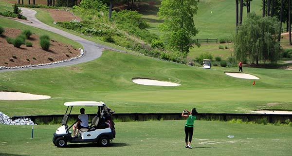 Accentuating the natural beauty of the area, the 18-hole courses have wide fairways and large greens. They also offer unique challenges and breathtaking vistas of the lake and the piedmont forest.