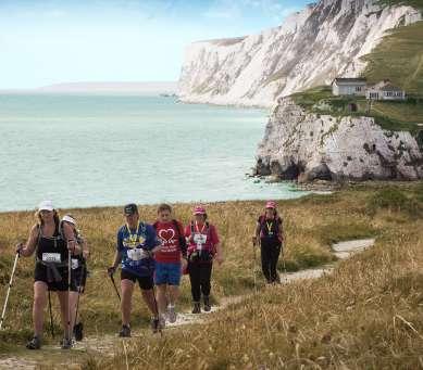 Take on the Full Island 106 km along the coastal path Or try a Half or Quarter island distance 1,780 metres of ascent mixture of trails & footpaths Spectacular scenery; the Needles, white cliffs, and