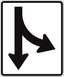Four-way intersection ahead This sign indicates a set of reverse curves ahead with