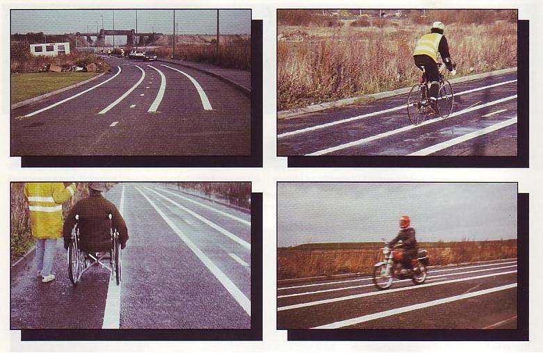 Research Studies These included the following: An assessment of the degree of hazard to pedestrians, cyclists and motorcyclists; in wet, dry, dark and light conditions, and at different approach