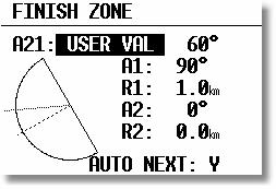AUTO NEXT will go automatically to N, if R1 will be chosen bigger than 10 km, AAT is expected. 2.3.2.4.3 FINISH ZONE This setting defines the FINISH ZONE or Line.