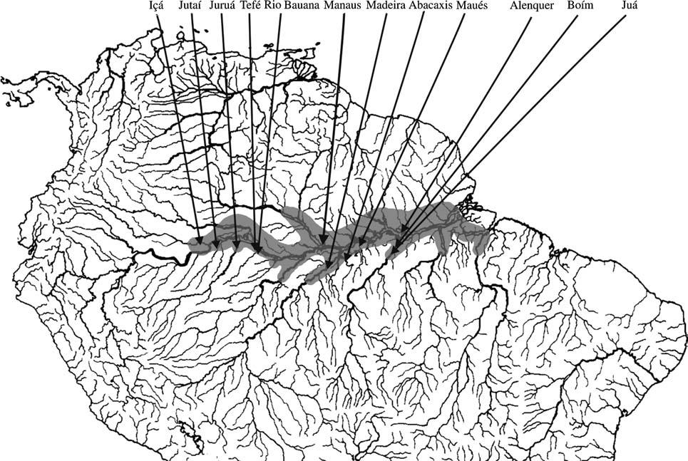DISCUS FISHES DEMONSTRATE AMAZONIAN BARRIER 201 FIG. 1. Geographical distribution of Symphysodon (after Kullander 1996, modified) and sample locations. on the Amazonian floodplain (Kullander, 1996).