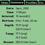 The elements of the Main Screen are described below: Menu Bar Named tabs represent each screen in the program. Until a dive is selected, only the Main Screen is enabled.