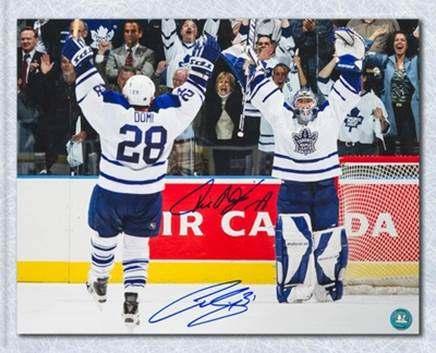 CURTIS JOSEPH & TIE DOMI TORONTO MAPLE LEAFS DUAL SIGNED & FRAMED 16x20 PHOTO- ONLY 2 AVAILABLE-