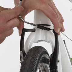 The front brake arms and brake cable are located at the top of the